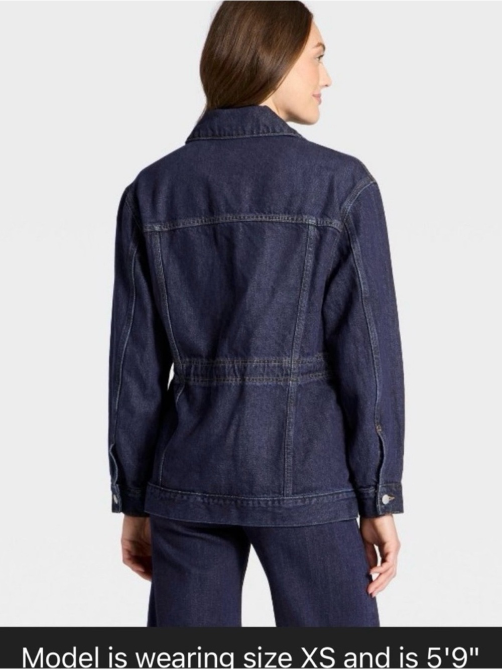 Universal Thread Navy Drawstring Denim Jacket - Picture 2 of 6